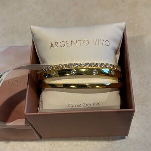 Argento Vivo Gold and Silver Cubic Zirconia Bangles NWT